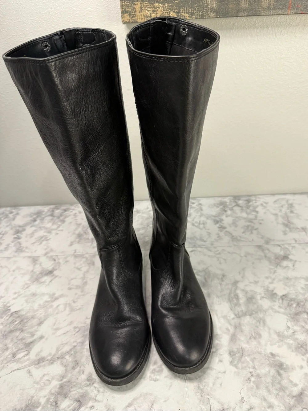 Arturo Chiang Classic Black soft Leather Knee High Women's Riding Boots Sz 8 MW